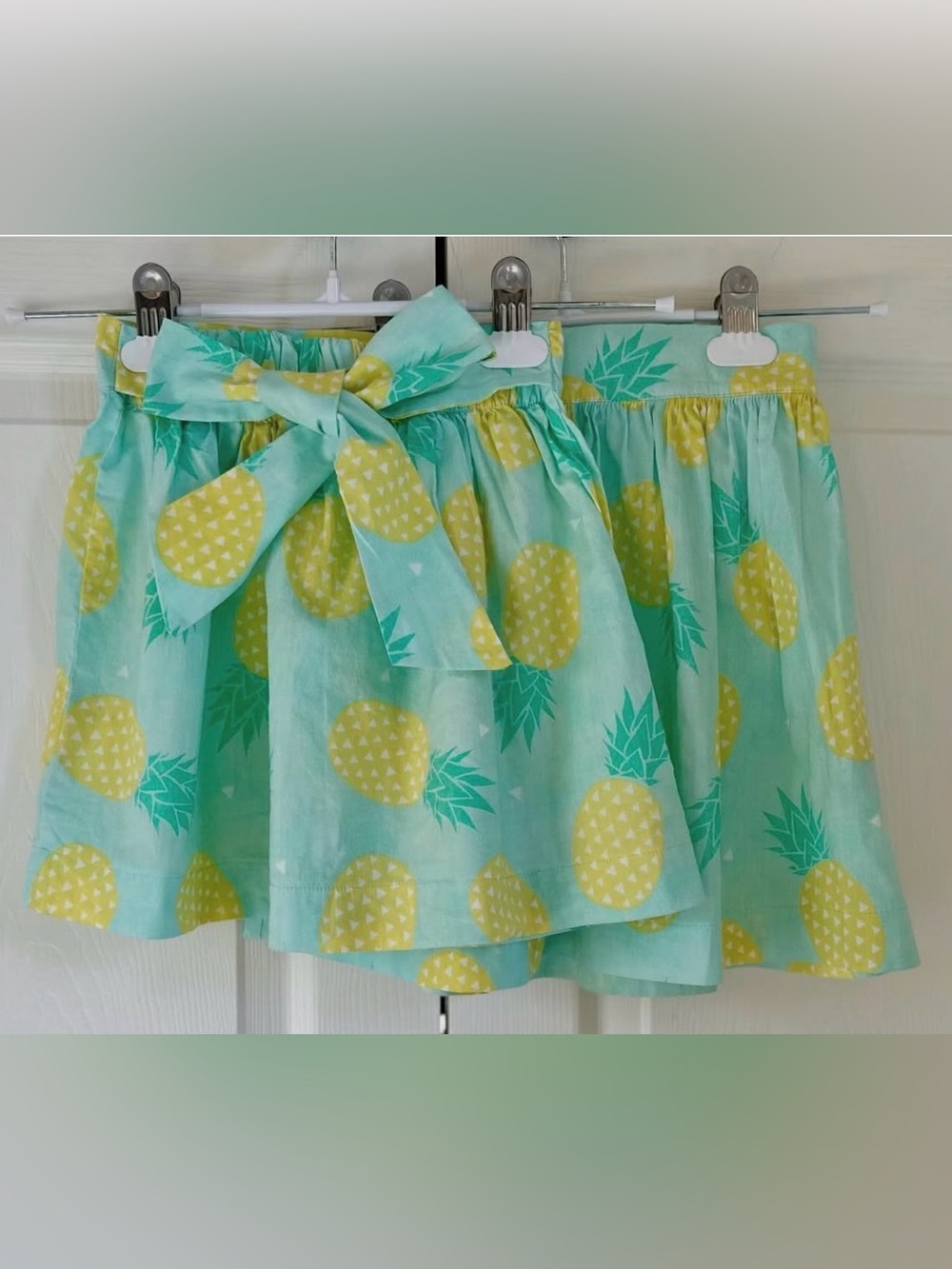 NWT James & Lottie Girls Pineapple Print Mint Skirt with Bow sizes 6 and 7
